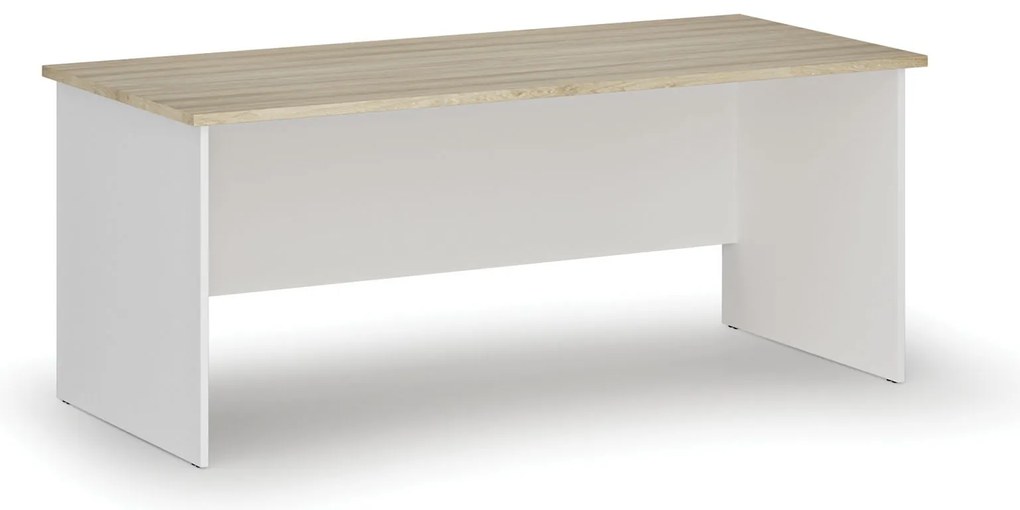 Biurko PRIMO WHITE, 180x80 cm, biały/dąb naturalny