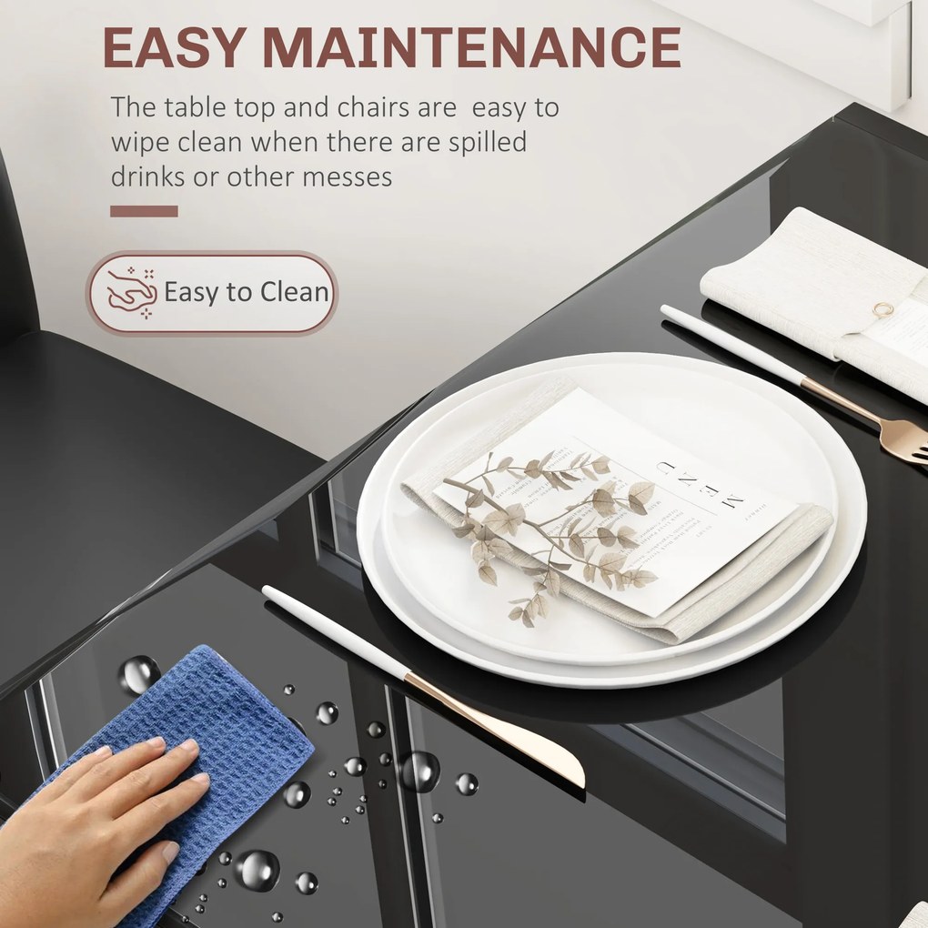 HOMCOM Zestaw do jadalni: stół i 4 krzesła, oszczędzający miejsce, grupa stołowa, Czarny