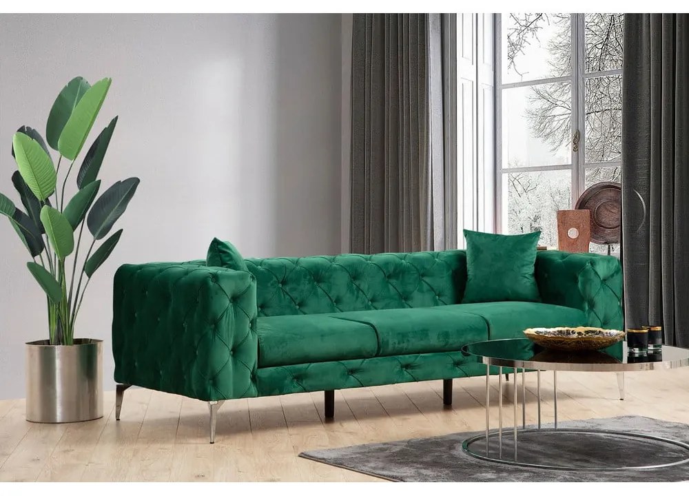 Ciemnozielona aksamitna sofa 237 cm Como – Artie