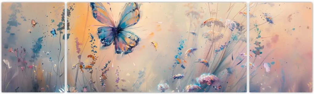 Obraz - Łąka z motylem II (170x50 cm)