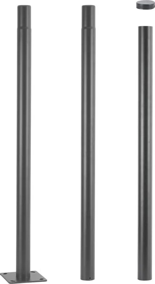 Brilagi - Metalowy słup do oświetlenia zewnętrznego, 3 m, Ø 58 mm, szary