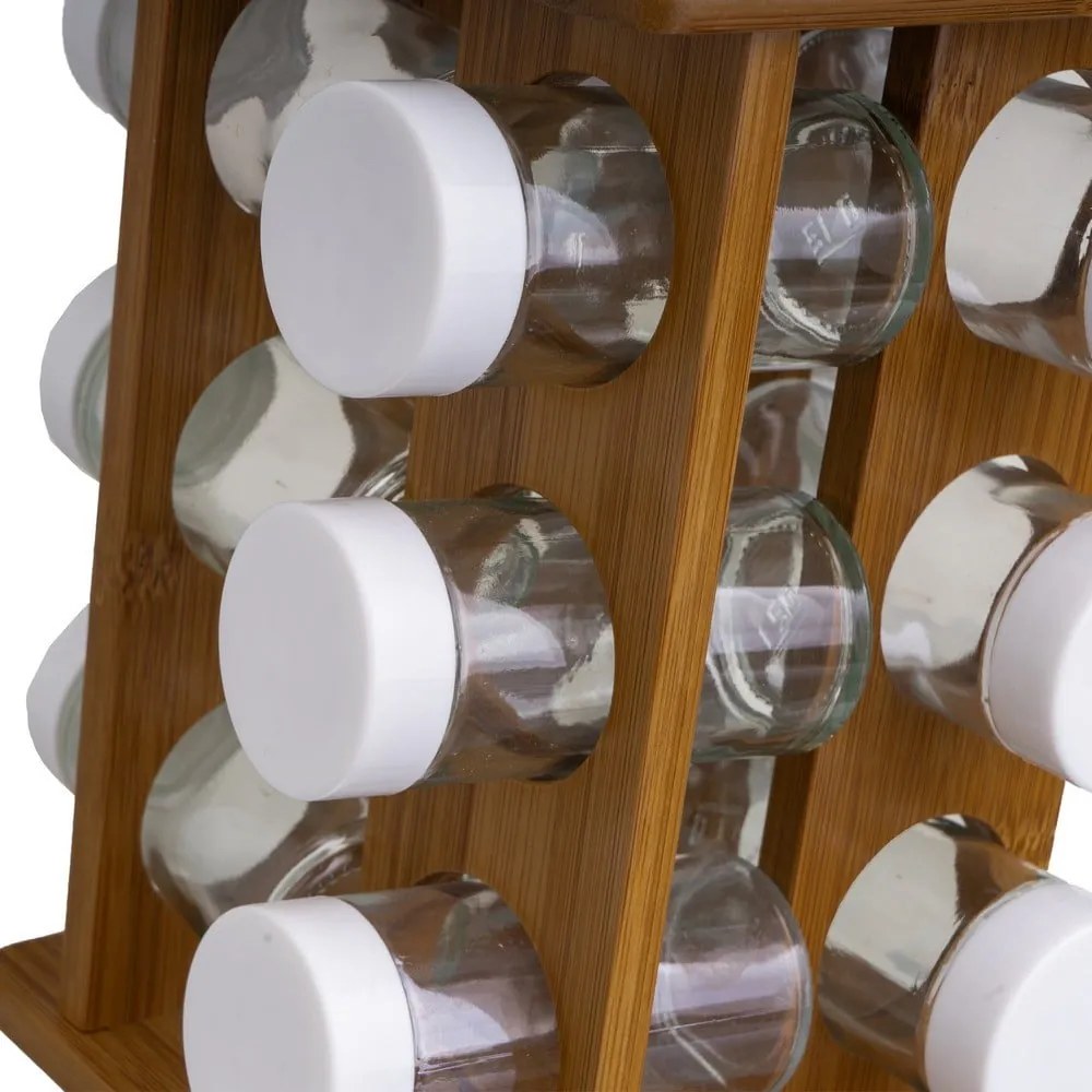 Zestaw pojemników na przyprawy ze stojakiem 12 szt. Bamboo Walnut – Casa Selección