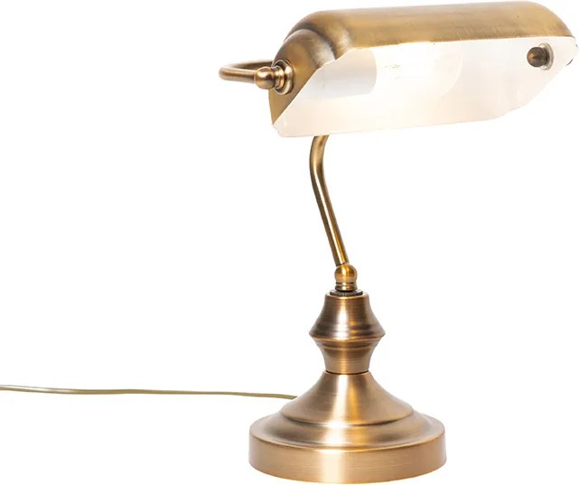 Klasyczna lampa stołowa / lampa notarialna brązowa - Banker