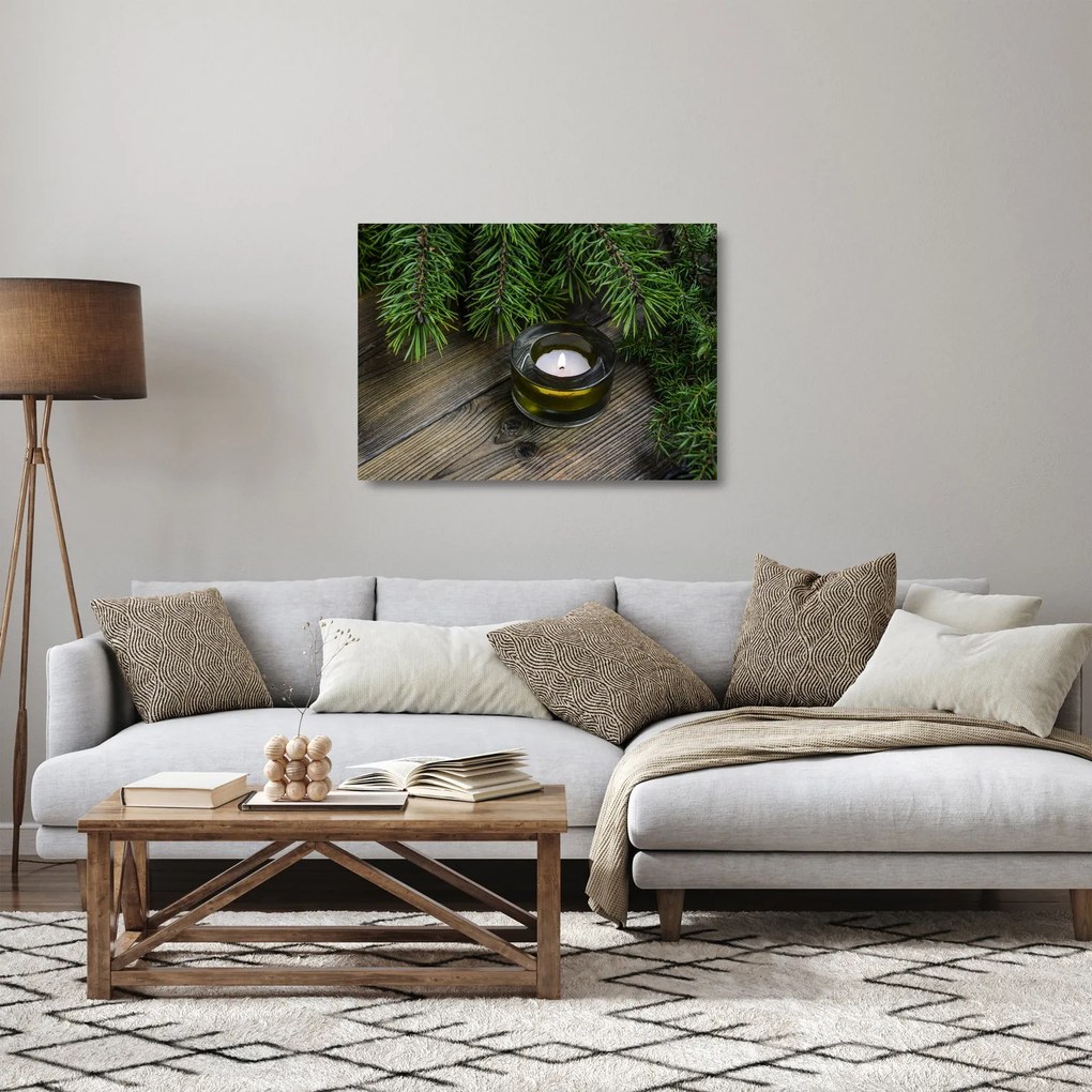Obraz na szkle - świeca bożonarodzeniowa (70x50 cm)