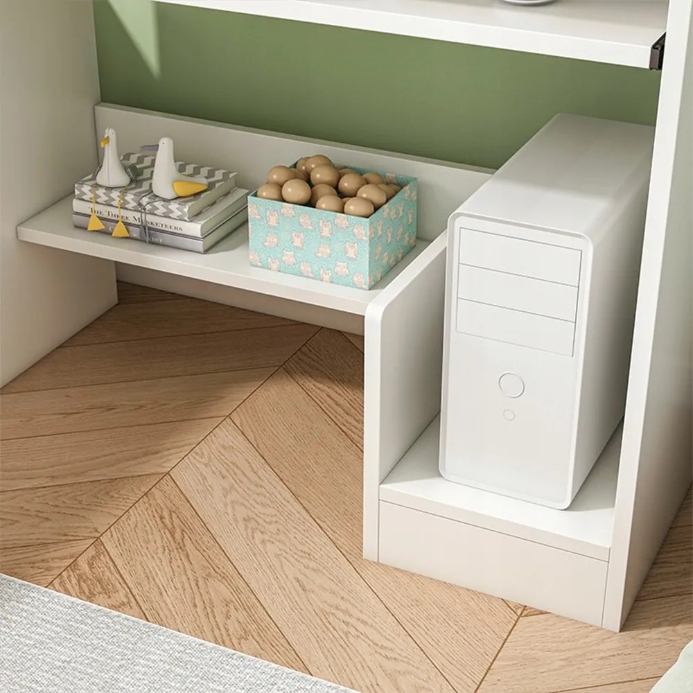 Kompaktowe białe biurko z szufladami na klawiaturę – 80 x 40 x 74 cm | Nowoczesny i ergonomiczny design