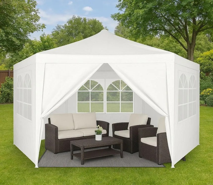 Pawilon ogrodowy z oknami 2x2x2m, namiot ogrodowy, biały Gardella-WW