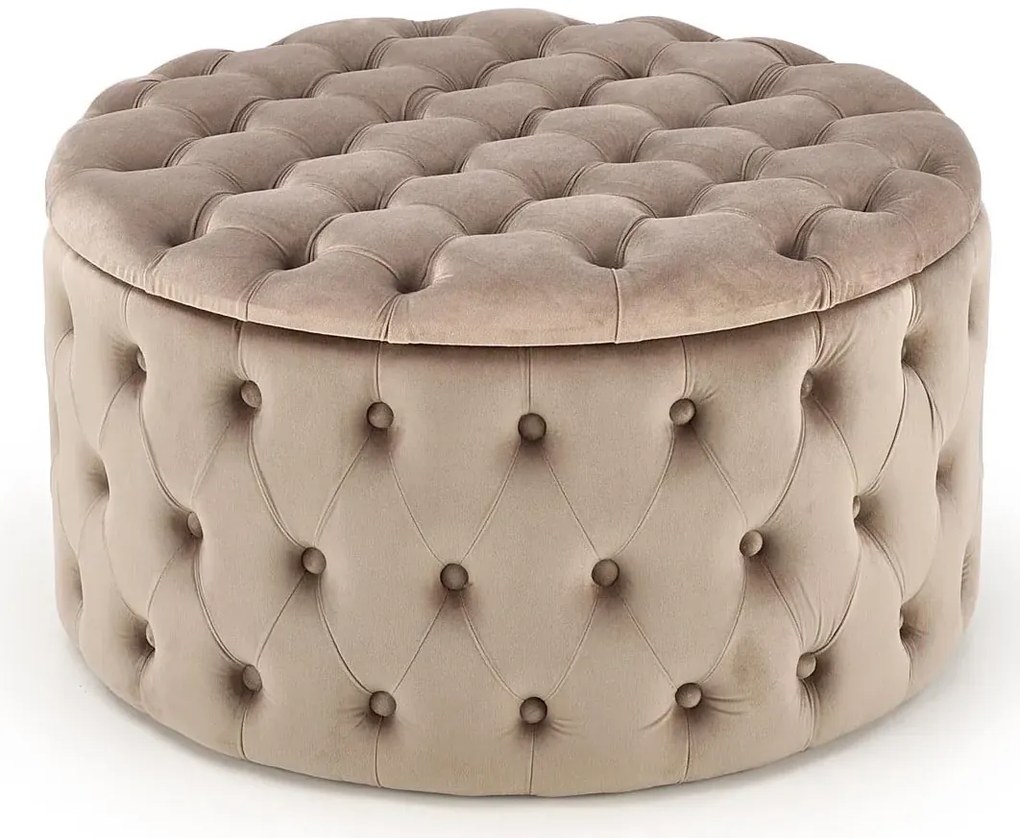 Beżowa pufa ze schowkiem w stylu glamour - Issen