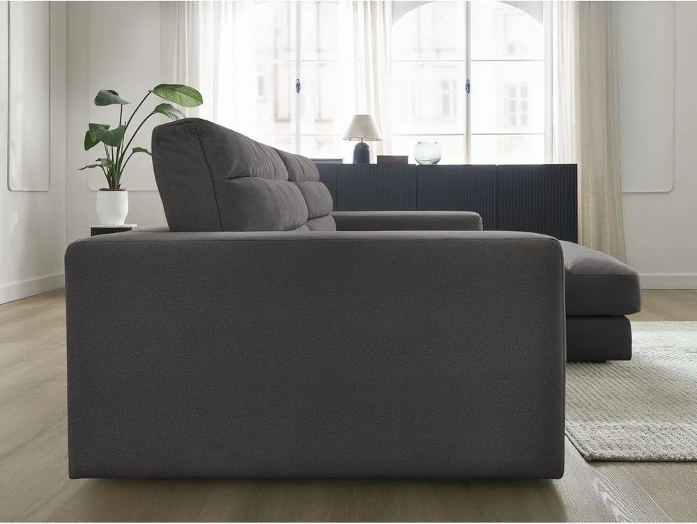 Antracytowy aksamitny narożnik (prawostronny/z szezlongiem) Sierra – Bobochic Paris