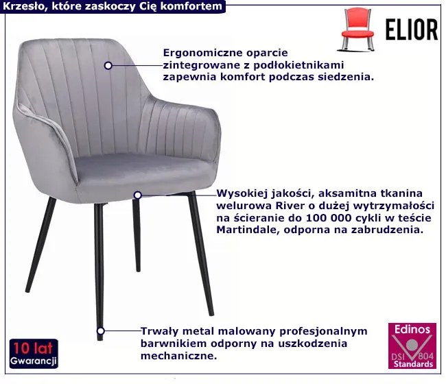 Szare krzesło z podłokietnikami do stołu - Agva