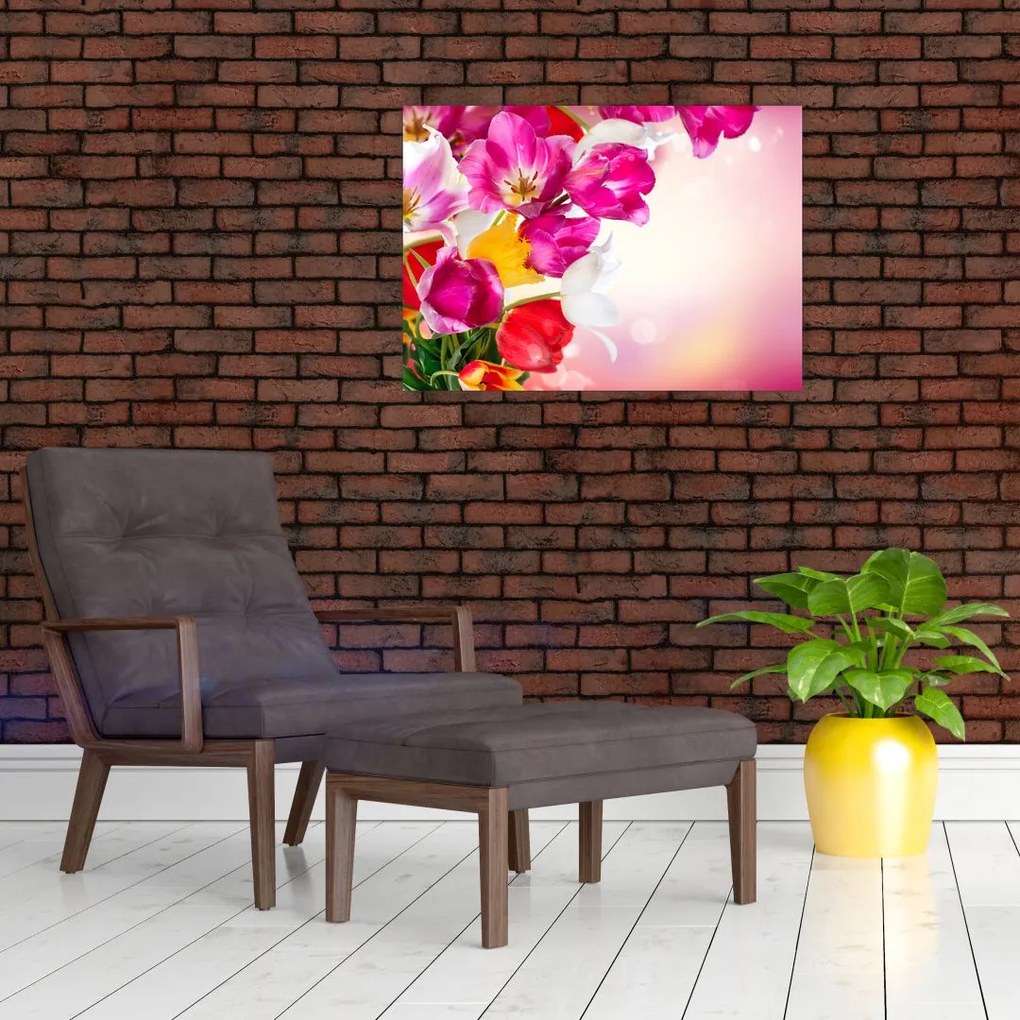 Obraz na szkle tulipanów (70x50 cm)