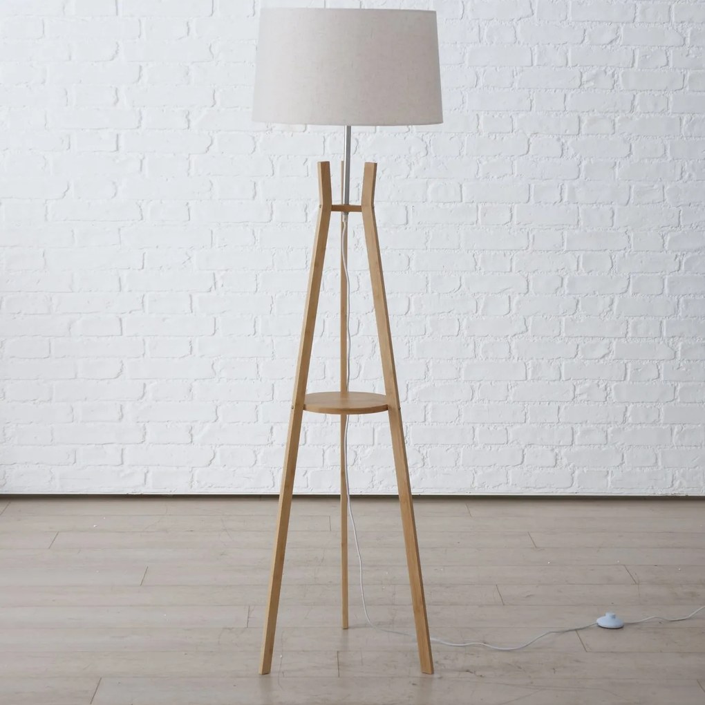 Lampa stojąca do salonu AVAL, klosz z materiału imitującego len, 153 cm