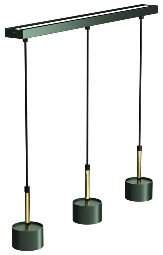 Lampa wisząca ARENA GREEN/GOLD 3xGX53, potrójna, na listwie zielona, złota