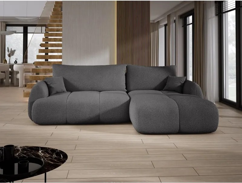 Narożnik COCO z funkcją spania, poduszkami i pojemnikiem NowOrNever 92 Szary