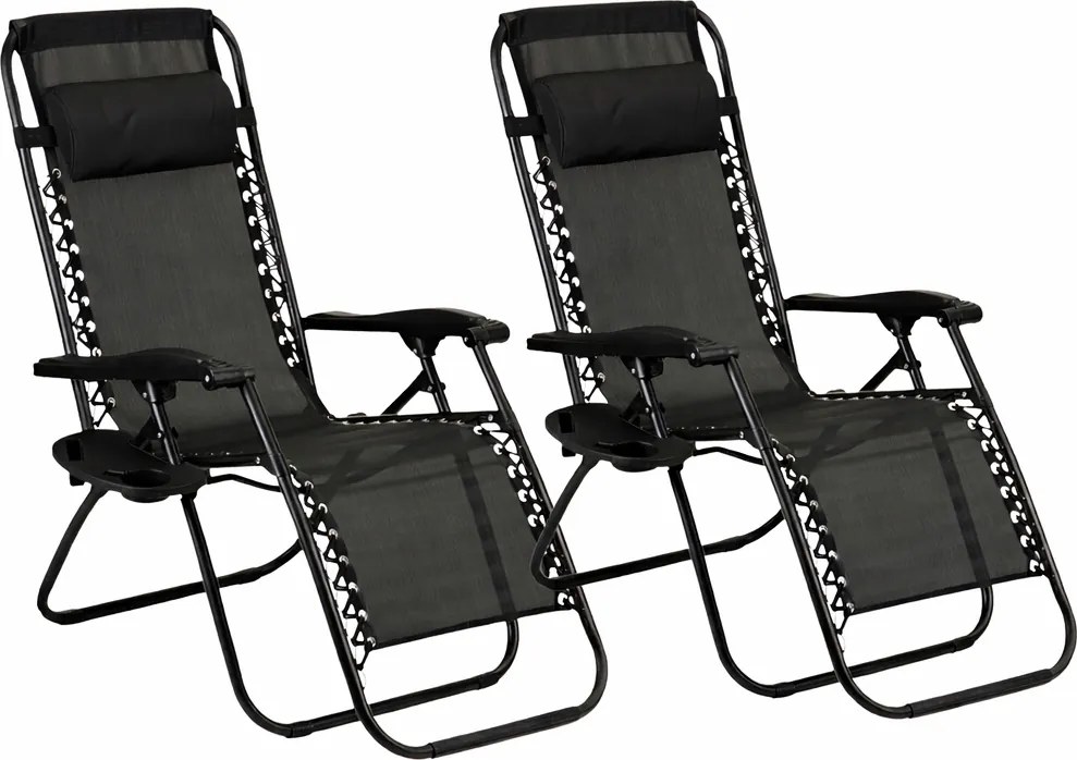 Zestaw 2 składanych leżaków ogrodowych Malibu TDC2502, kolor czarny