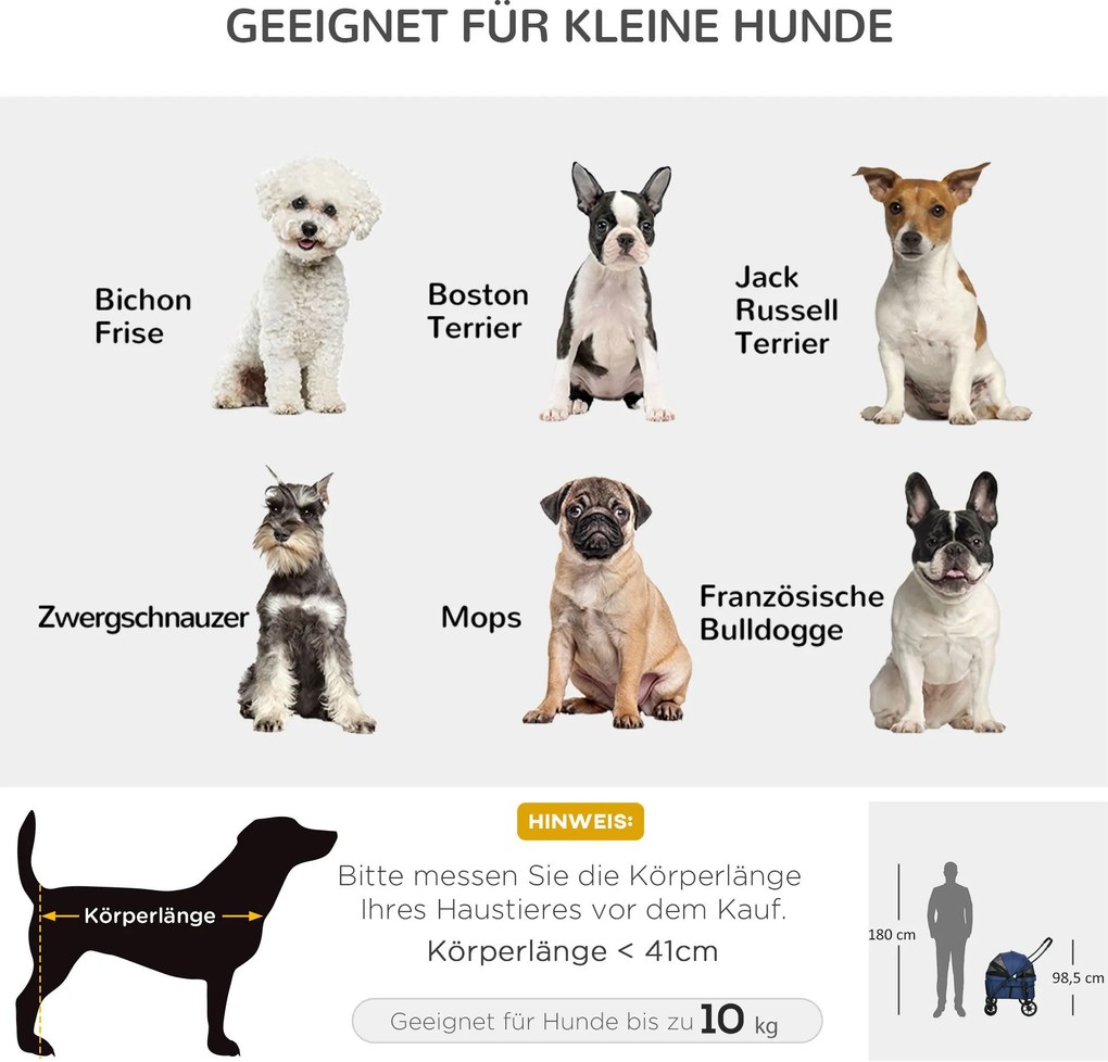 Outsunny Wózek dla Psa Składany Osłona Przeciwdeszczowa Granatowy | Aosom PL