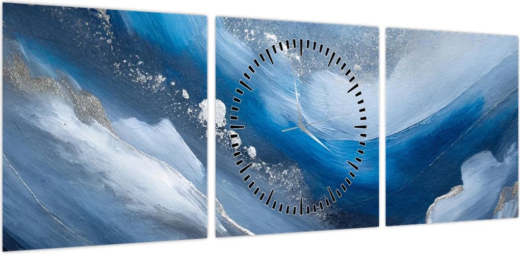Obraz - Abstrakcja oceanu (z zegarem) (90x30 cm)