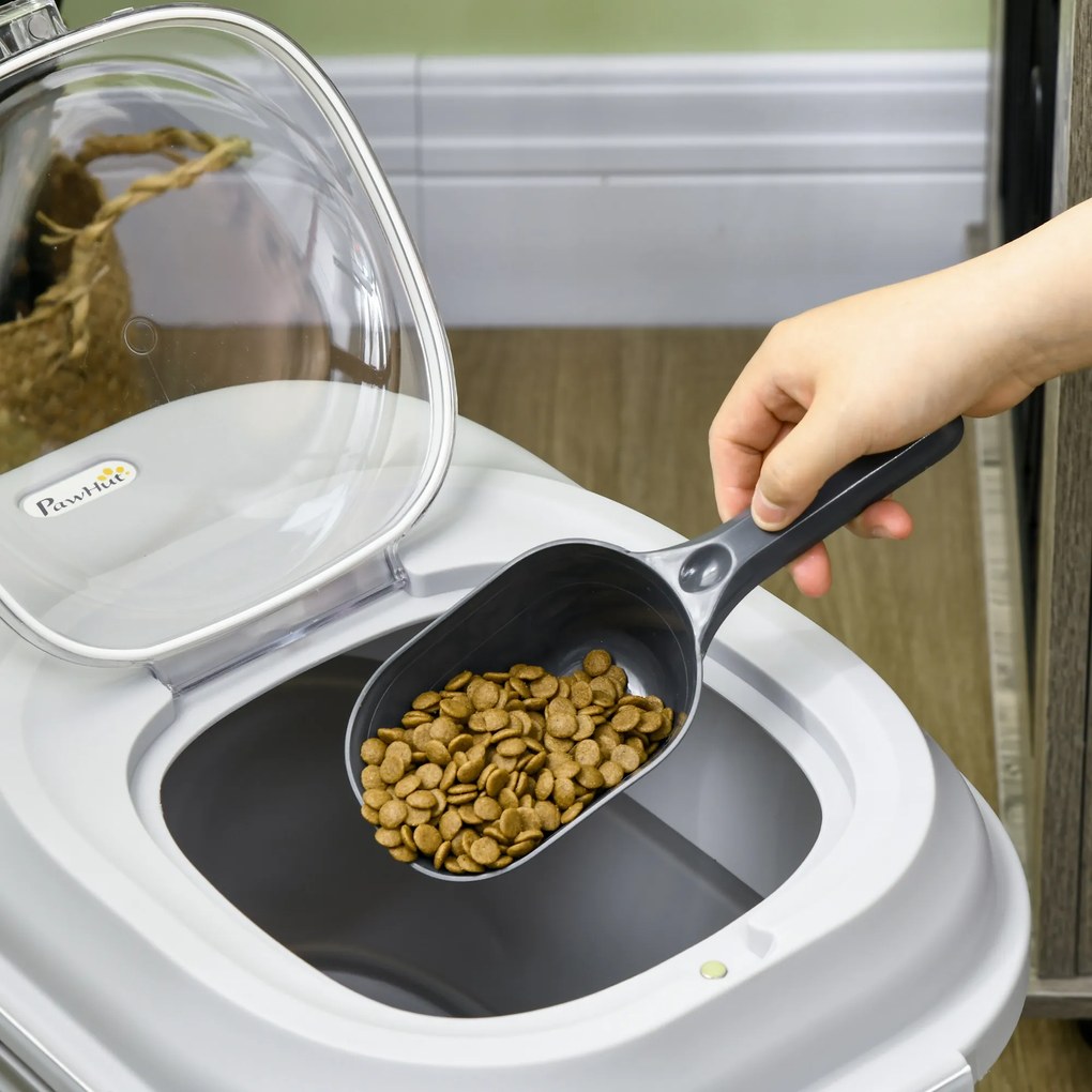 PawHut Składany pojemnik na suchą karmę, do 25 kg, z akcesoriami, 44x32x37cm, Szary