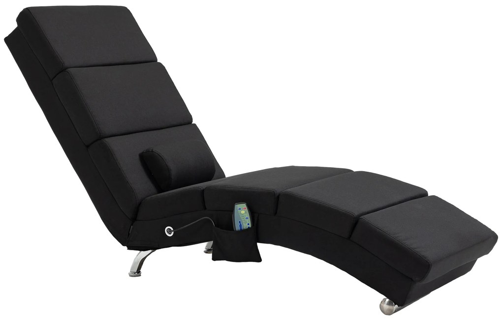 HOMCOM Fotel masujący, relaksacyjny, z funkcją leżenia i 8 punktami wibracyjnymi, 5 trybami, 56 x 168 x 84 cm, Czarny