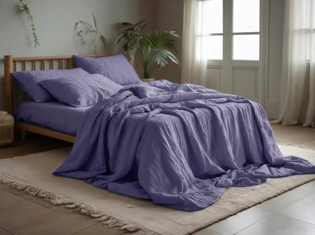 PrzytulneMieszkanie.pl PrzytulneMieszkanie.pl Muślinowa pościel MUSSARI jasny fioletowy Rozmiar pościeli: 70 x 90 cm | 140 x 200 cm