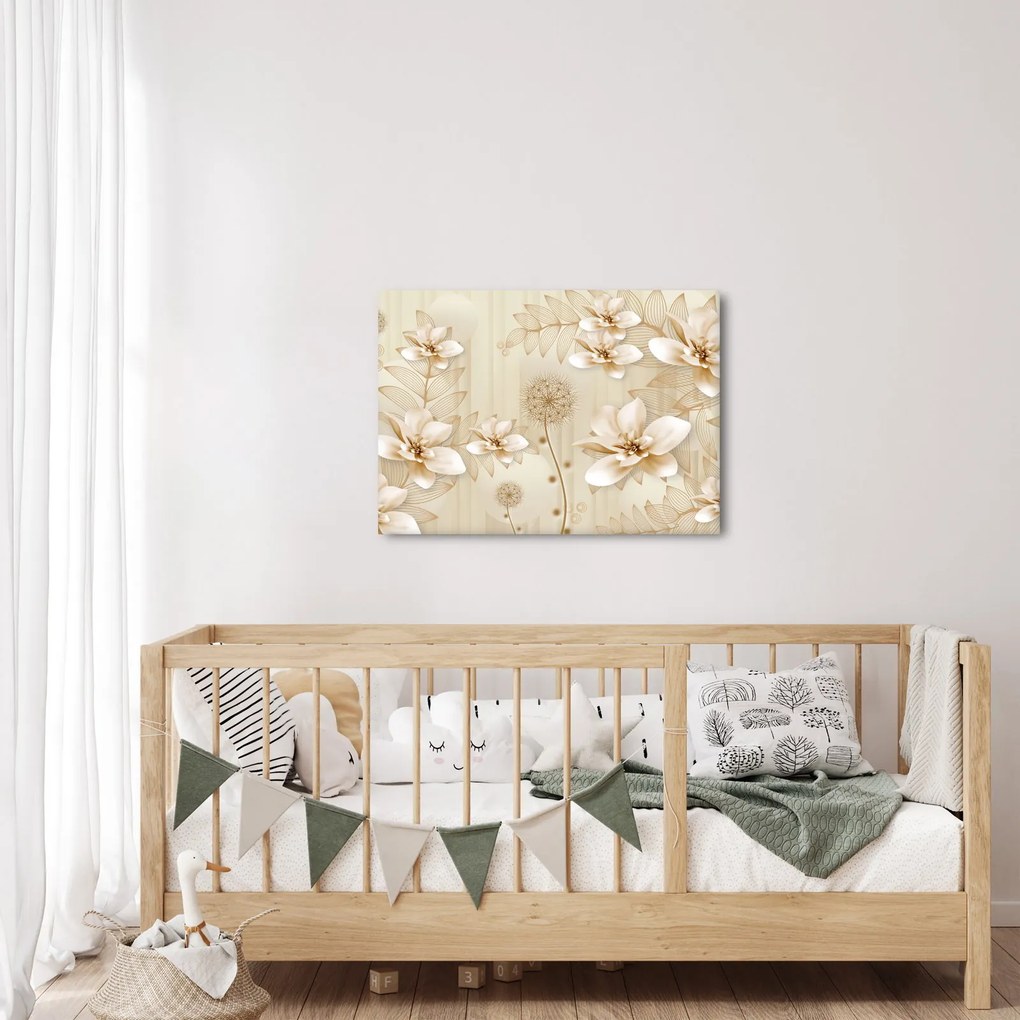Obraz - Kompozycja złotych kwiatów (70x50 cm)