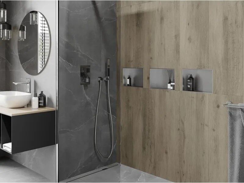 Mexen X-Wall-NR półka wnękowa bez kołnierza 30 x 20 cm, inox - 1911302010