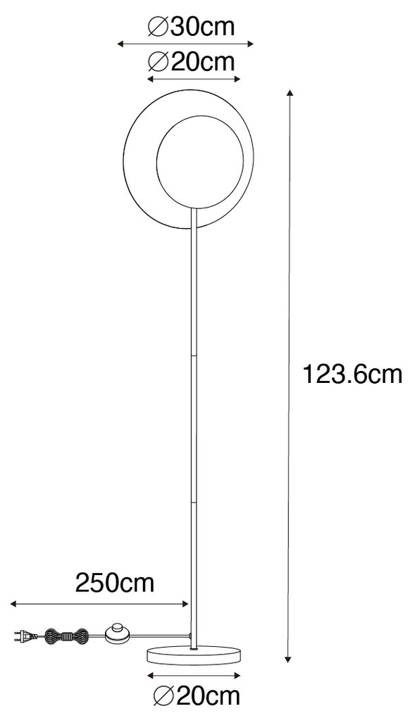 Lampa podłogowa art deco czarna ze złotem - Emilienne