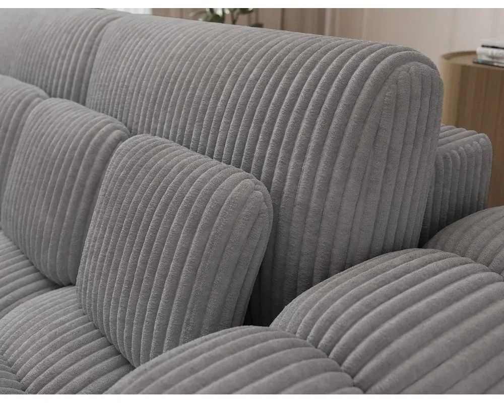 Szara sztruksowa rozkładana sofa 256 cm Cotonn – ELTAP
