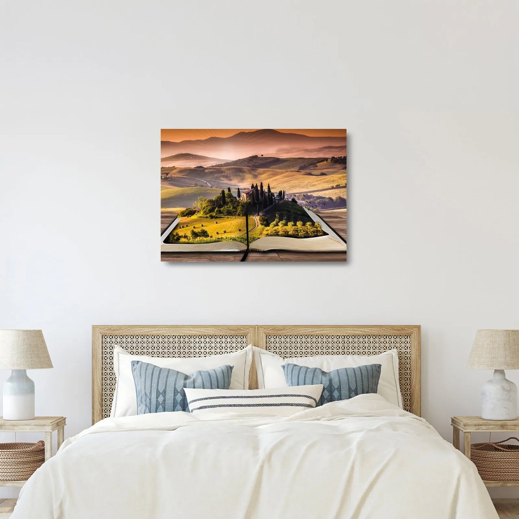 Obraz na szkle - krajobraz w książce (70x50 cm)