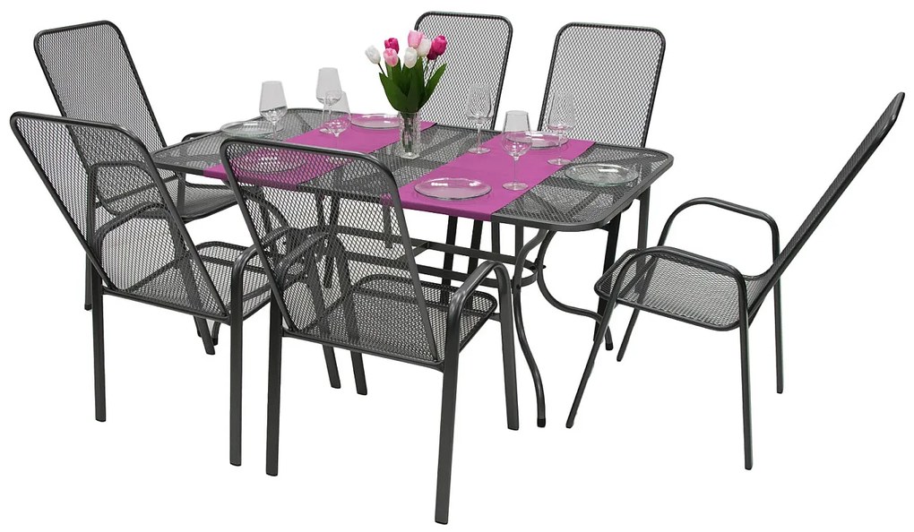 Metalowy zestaw ogrodowy SANDRA 1 + 6 stół 145x90 cm (CT309)