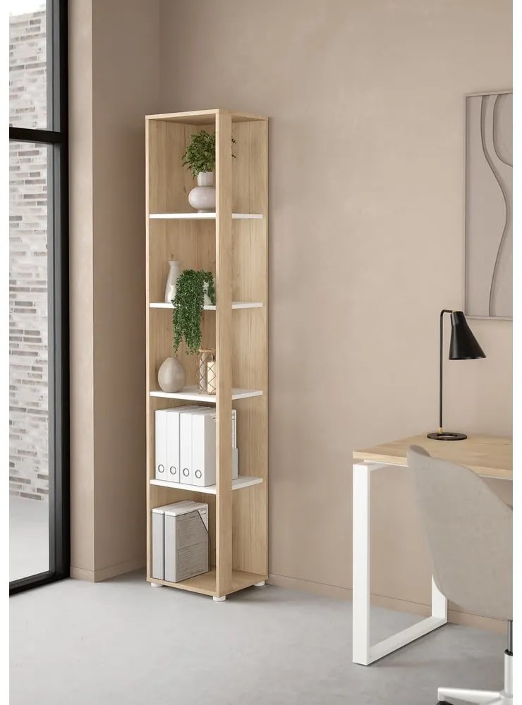 Biało-naturalny regał w dekorze dębu 41x205 cm Sign – Tvilum