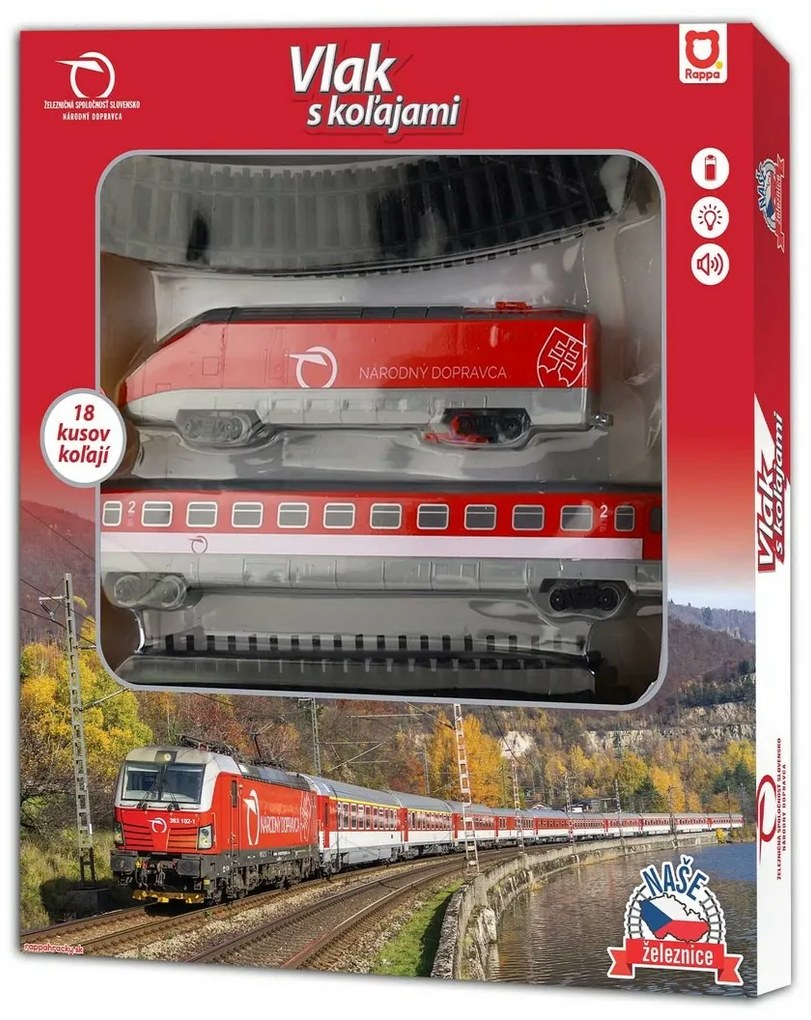 Pociąg Rappa z torami, czerwony