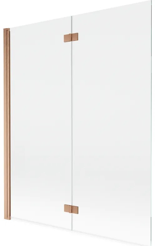 Mexen Mist parawan nawannowy 2-skrzydłowy lewy 140 x 150 cm, transparent, miedź szczotkowana - 8A9-140-002-65-00-L