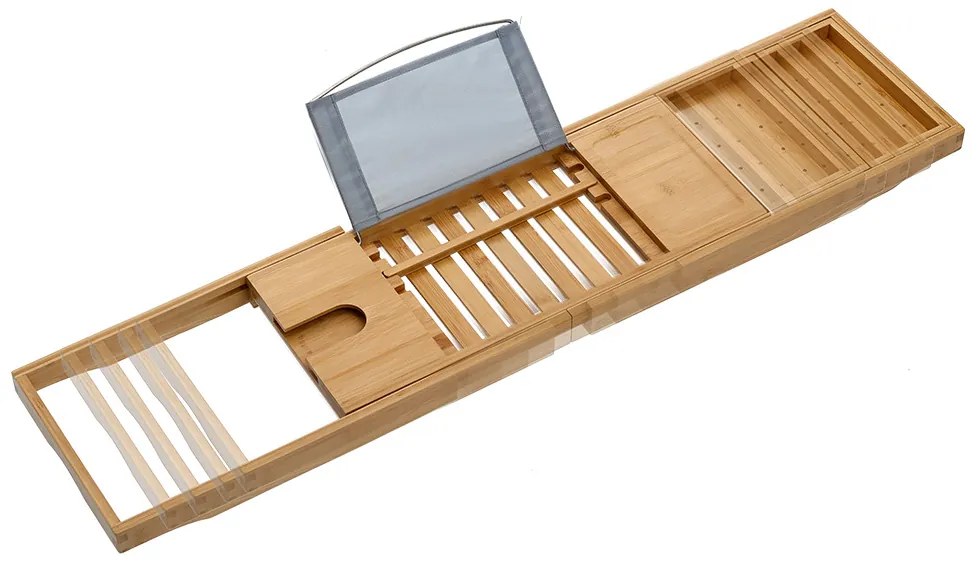 Półka na wannę, bambusowa z podstawką na książkę, 70 cm