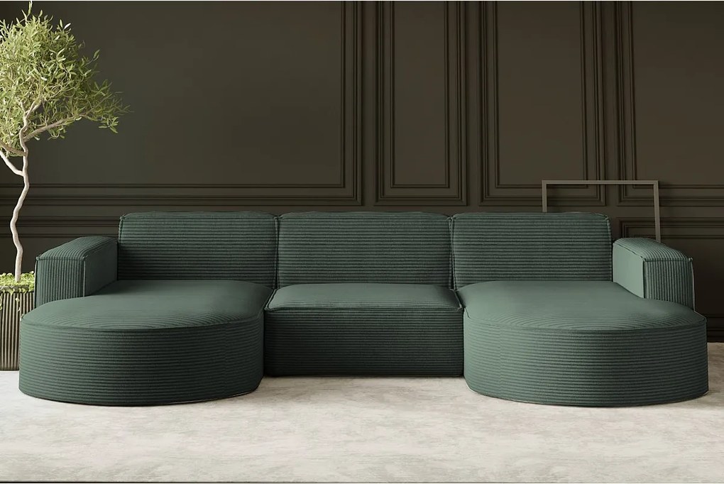 Narożnik Parma Studio U, do salonu, tkanina Poso, ciemnozielony (14)