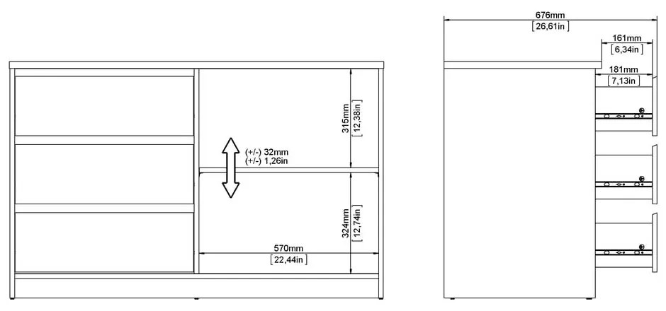 Komoda w dekorze dębu z drzwiami przesuwnymi w naturalnym kolorze 119x76x50 cm Naia – Tvilum