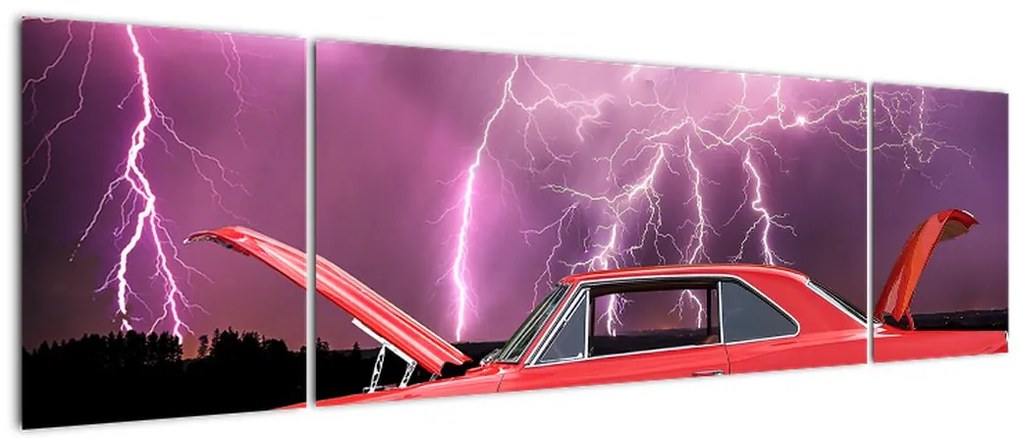 Obraz czerwonego auta (170x50 cm)
