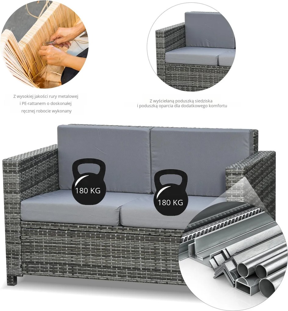 Outsunny sofa z technorattanu z poduszkami