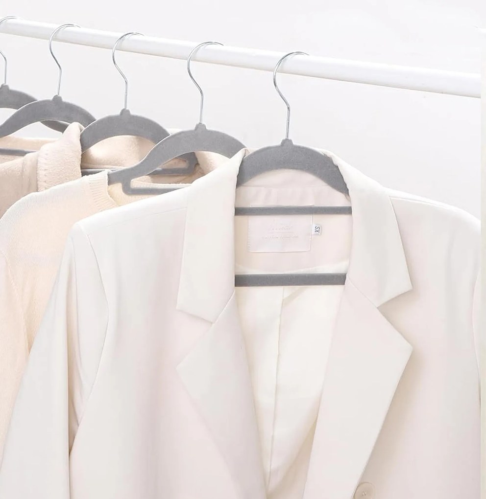 Zestaw wieszaków welurowych MAGIC VELVET 20 szt. szare