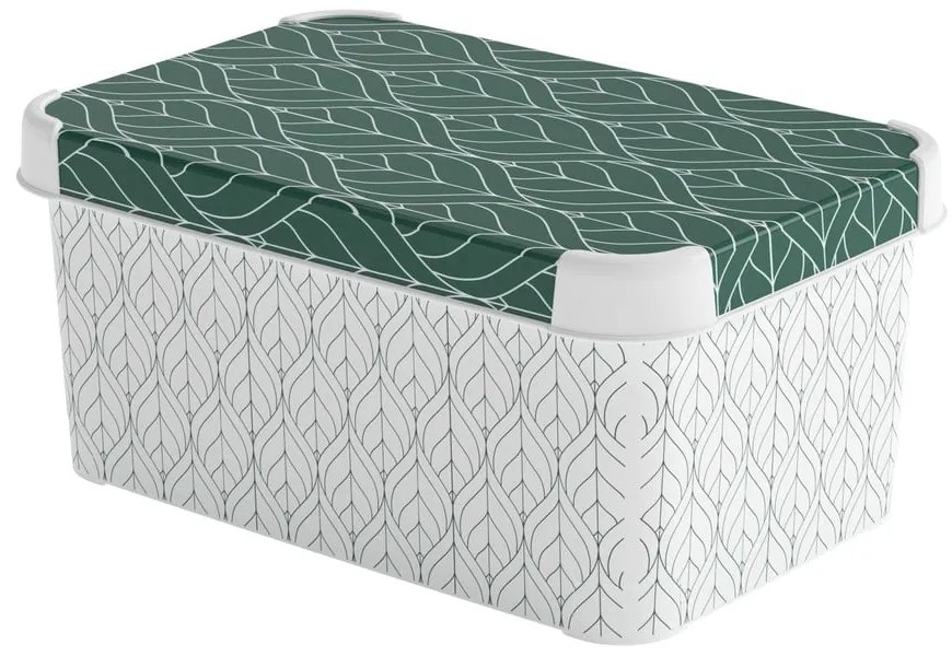 Biały/zielony plastikowy pojemnik z pokrywką 29,5x19,5x13,5 cm S – Curver