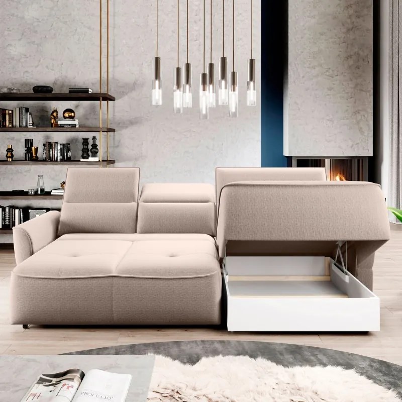 Narożnik MURILLO S Mini z elektryczną regulacją siedziska Prawostronny w tkaninie VOGUE 01 WERSAL