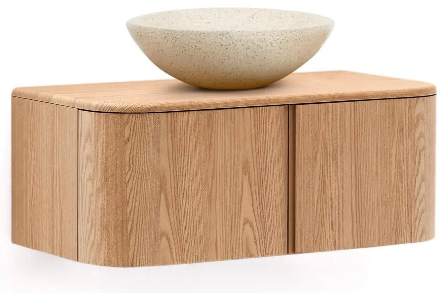 Wisząca szafka pod umywalkę w dekorze jesionu w naturalnym kolorze 90x35 cm Salaya – Kave Home