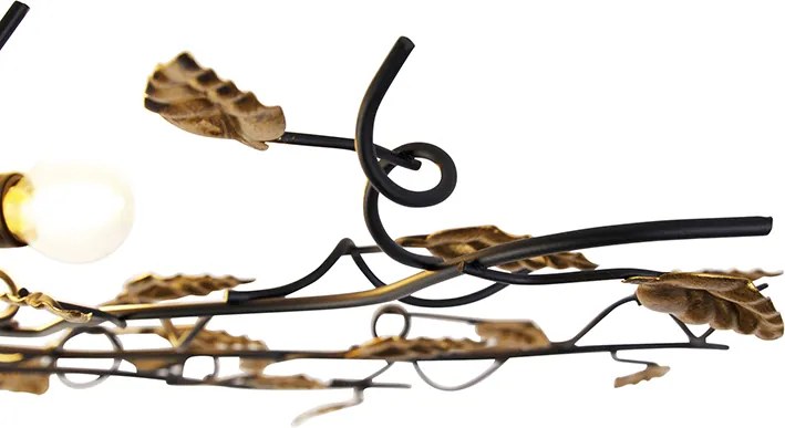 Inteligentna lampa sufitowa czarna ze złotem 80 cm 4-źródła światła z 4 Wifi P45 - Foglie