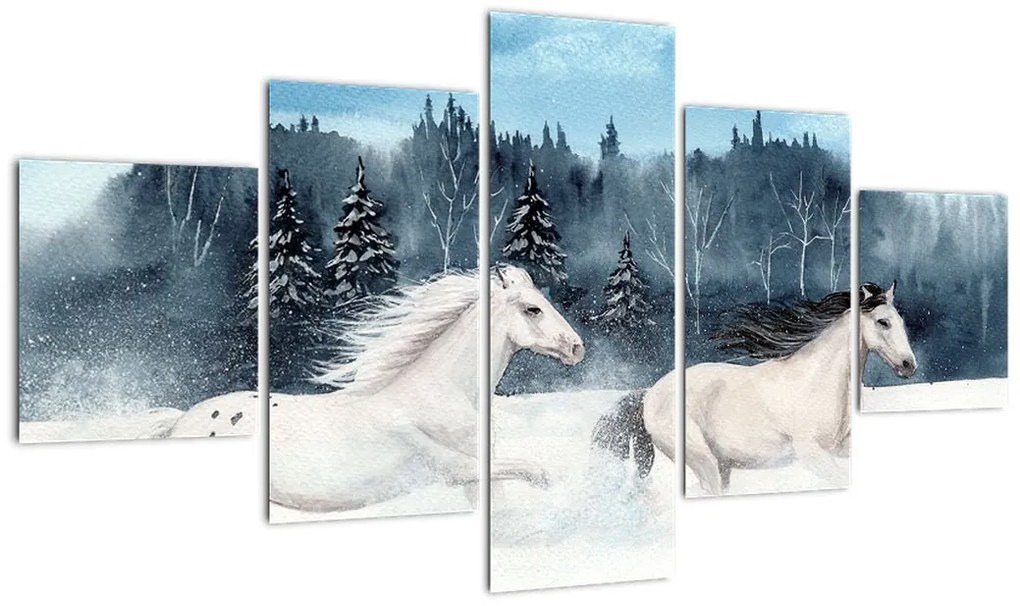 Obraz malowanych koni (125x70 cm)