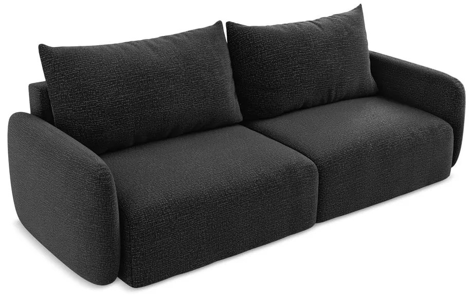 Czarna rozkładana/ze schowkiem sofa 238 cm Kalena – Makamii