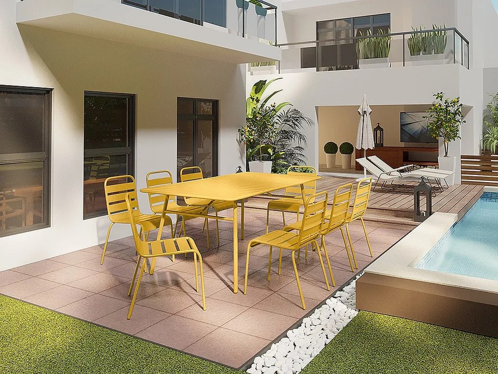 Stół ogrodowy dł. 200 cm metalowy - Musztardowy żółty - MIRMANDE od MYLIA