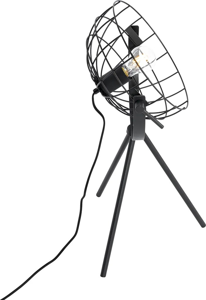 Industrialna lampa stołowa na trójnogu czarna regulowana - Hanze