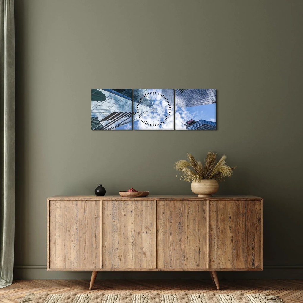 Obraz drapaczy chmur (z zegarem) (90x30 cm)