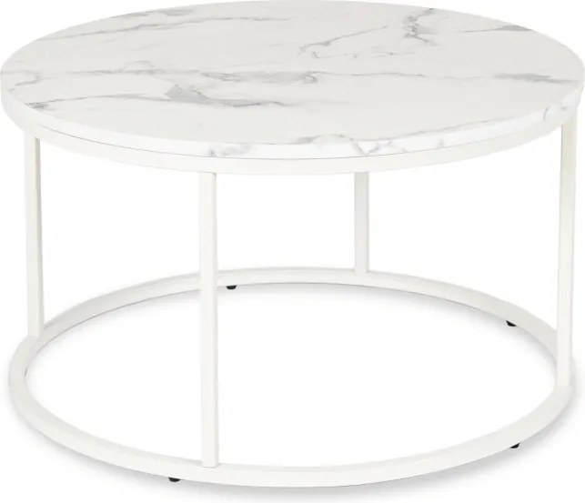 Stolik Kawowy AGNES MAX 80 cm Biały Marmur Nowoczesny