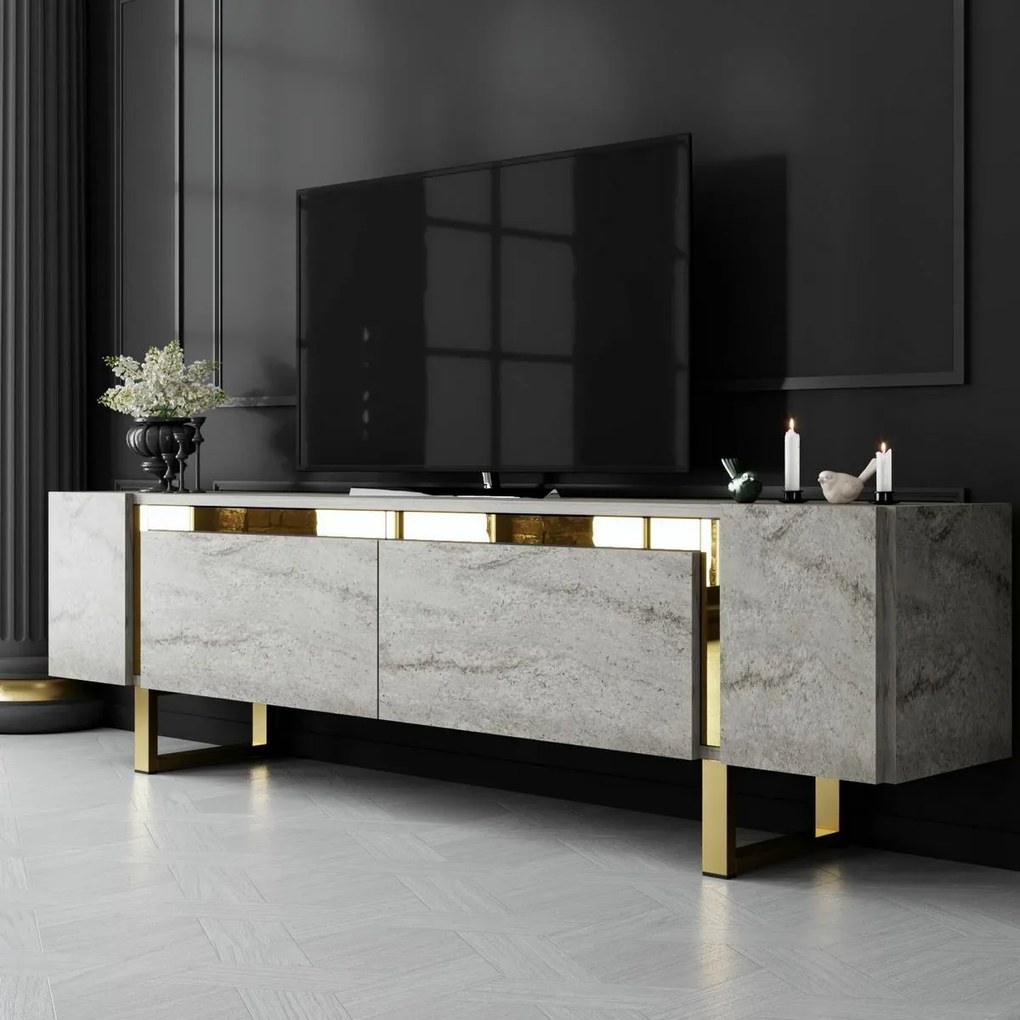 Stolik pod telewizor Yildiz Travertine and Gold