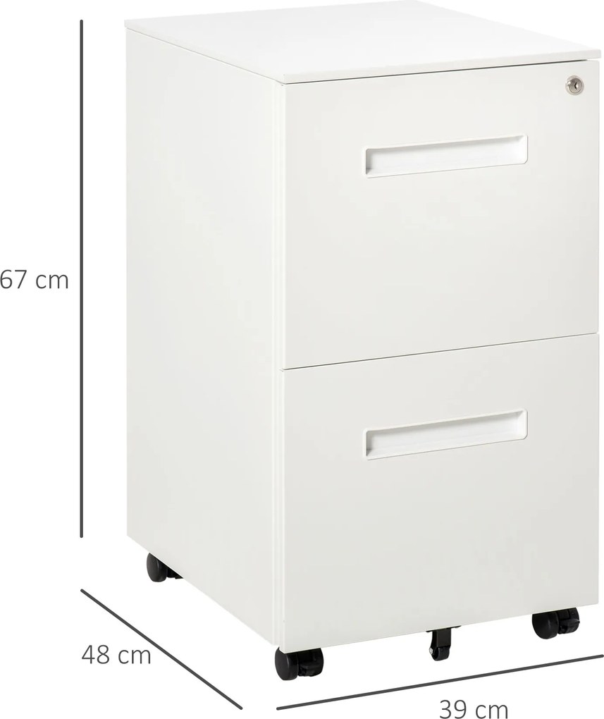 Vinsetto Rollcontainer Biurowy z Uniwersalnymi Kółkami Biały 39x48x67cm Przechowywanie Dokumentów | Aosom PL